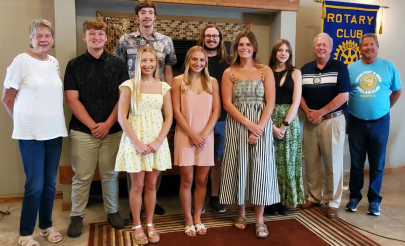 Participating in the Princeton Rotary Clubs scholarship announcement are (back from left) Joanne Sheldon (Grants/Scholarship Committee), Luke Smith, Josiah Gale, Gavin Pinter (front row) Emilee Merkel, Ashlynn Weber, Ellie Harp, Grace Killin, Michael Stutzke (Grants/Scholarship Committee), and Joe Park (Grants/Scholarship Committee). Not pictured is Kamryn Patterson and Grants/Scholarship Committee members Jeff Dzik, Derek Fetzer, Tracy Grimmer, and Judd Lusher.