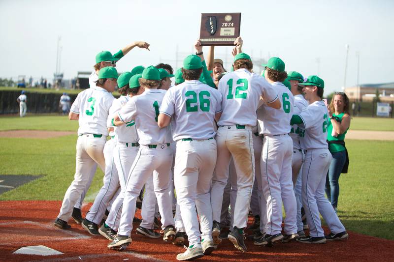 York celebrates the WIN over St. Charles North at the Class 4A Sectional Final on Friday May 31, 2024 in St. Charles.at the Class 4A Sectional Final on Friday May 31, 2024 in St. Charles.
