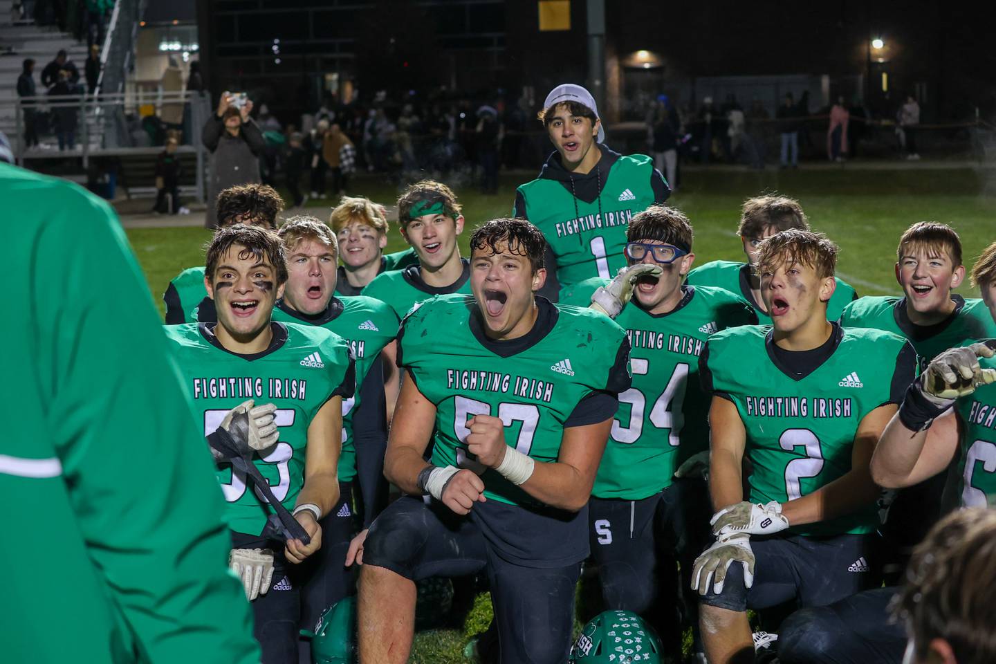 Seneca players celebrate after their first-round playoff win over El Paso-Gridley last week