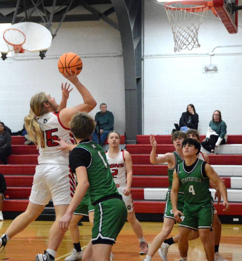 LaMoille's Wyatt File shoots for two in Tuesday's game vs. Wethersfield in the LaMoille Holiday Classic.