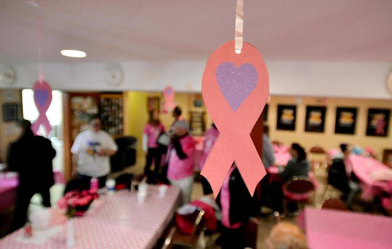 Pink ribbons decorate the Sycamore Angels Rebekah Lodgefor their Walk With The Angels fundraiser 5K on Oct. 3 in Sycamore.