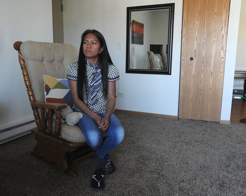 Wilma Alex talks about all the help she received after being nearly killed in early March during an interview Thursday, April 21, 2022, in her apartment in McHenry County. Her husband, Mark Alex, was charged with attempted first-degree murder.