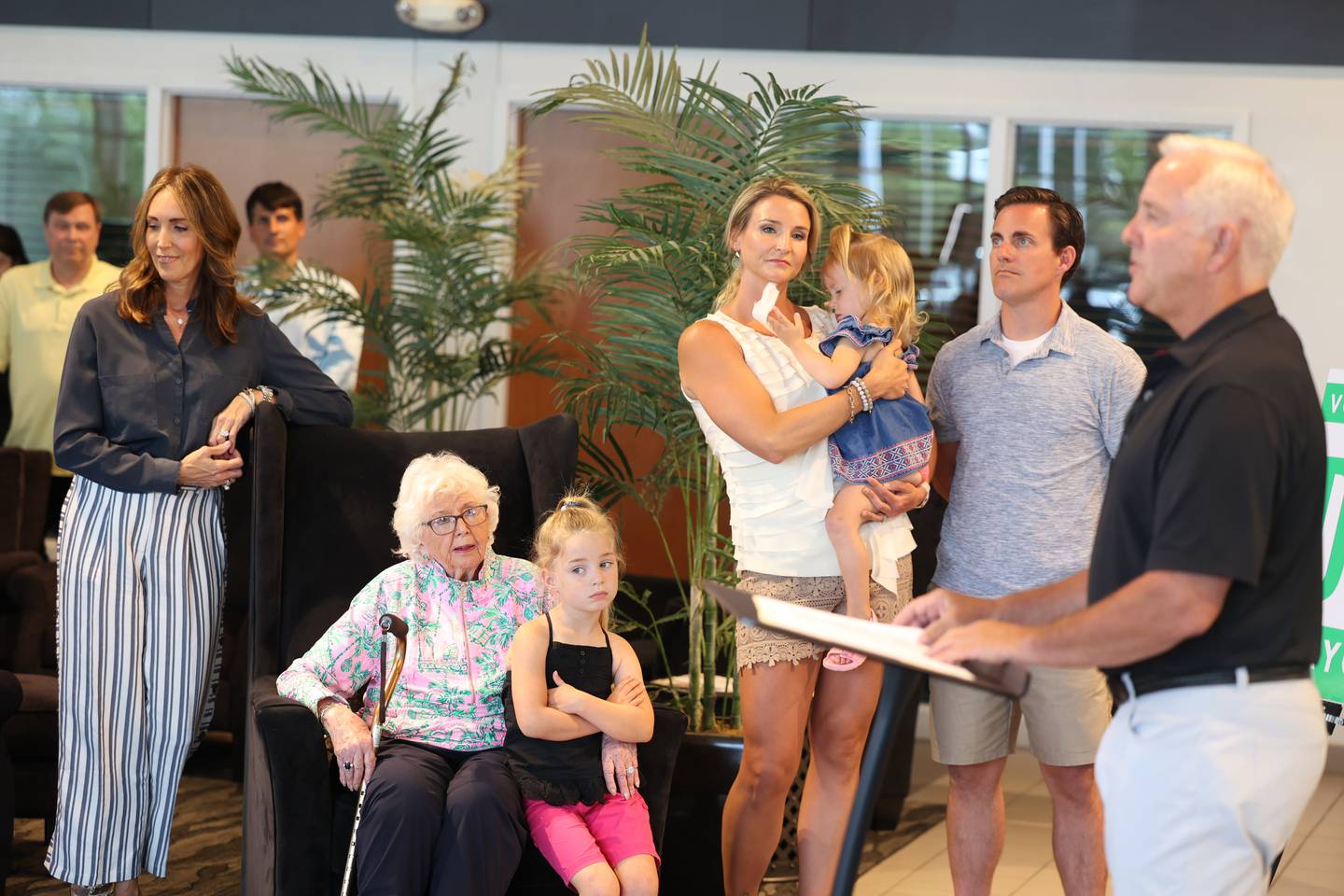 Terry D’Arcy announces he will be running for Joliet Mayor as his family watches at his GMC dealership in Joliet. Wednesday, June 15, 2022 in Joliet.