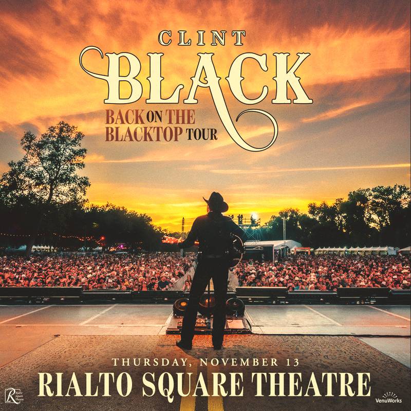 Country music icon Clint Black will bring his Back On The Blacktop Tour to the Rialto Square Theatre in downtown Joliet on Thursday, Nov. 13.