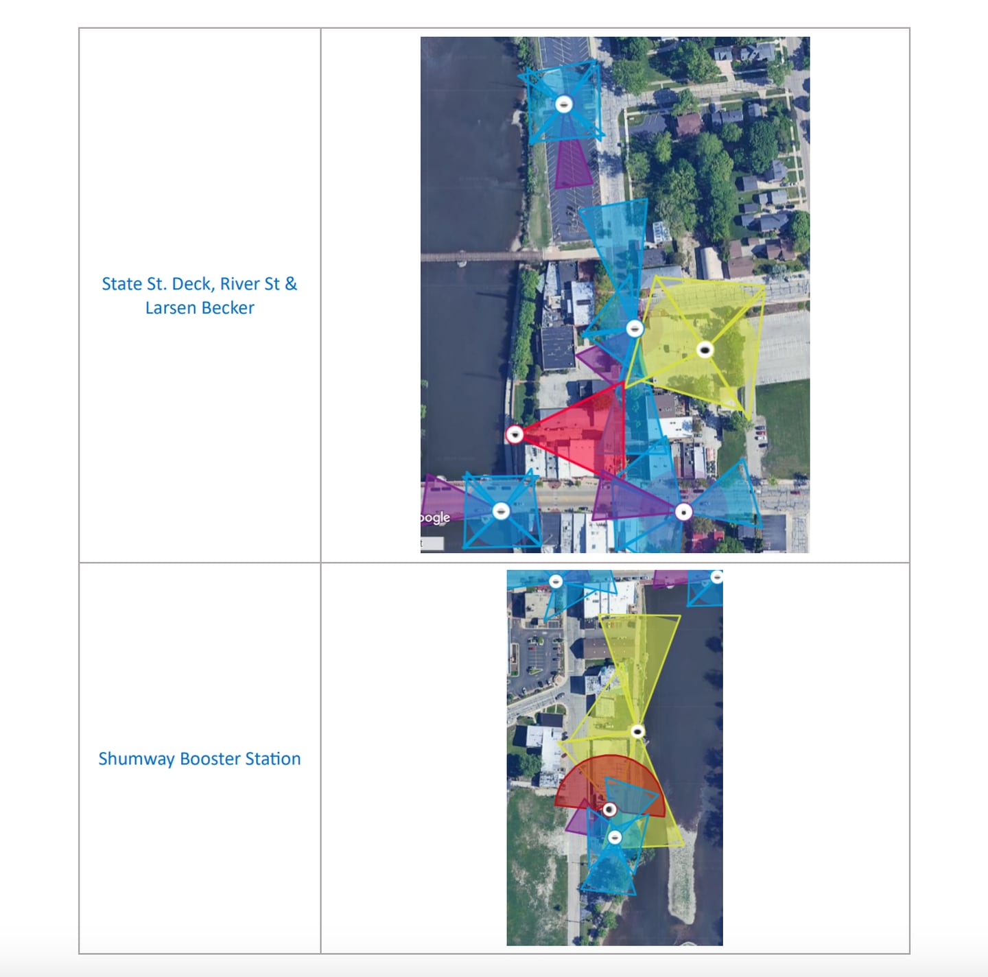 Coverage map from Scientel Solutions depicting surveillance camera locations Batavia plans to add in 2025.