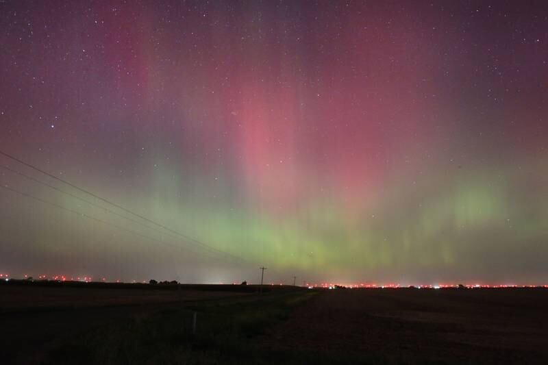 A two-minute exposure view of the aurora borealis on Thursday, Oct. 10 along Backbone Road near Princeton.