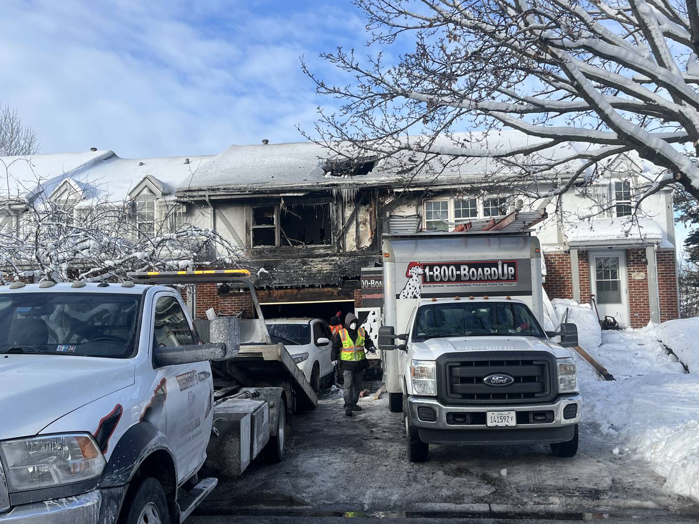 An early-morning fire on Jan. 17, 2024, at a row of attached homes in Crystal Lake on Eletson Drive left two units uninhabitable.