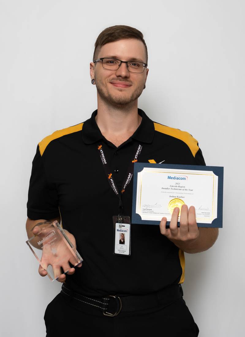 Mediacom employee Joshua Kurber of Streator, is recognized for excellent customer service through his work as a broadband specialist.