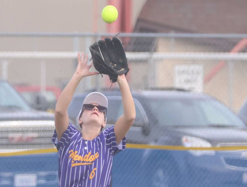 Mendota's Sydney Tolley makes a catch against Marquette on Wednesday, March 25, 2026 at June Gross Field in Ottawa.