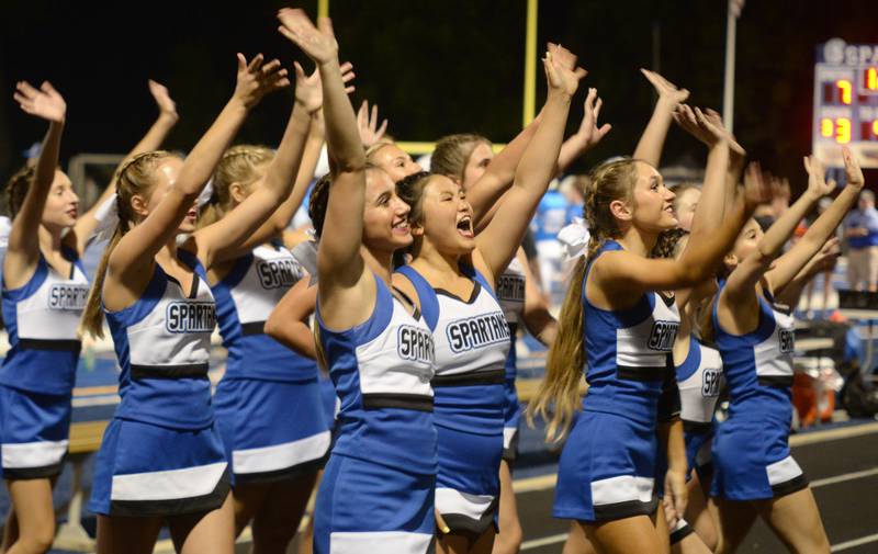 St. Francis cheerleaders get the fans going during their home game against Sterling Friday Sept 2, 2022.