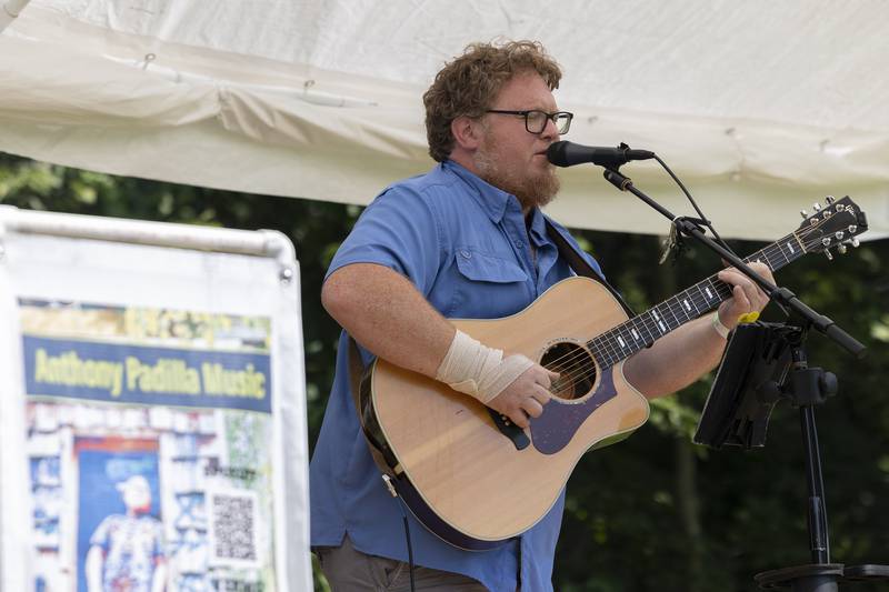 Musician Anthony Padilla provides the tunes Friday, July 12, 2024 for a set at Herbal Roots’ Cannafest at Elks Page Park. There will be a full slate of music on both Friday and Saturday.