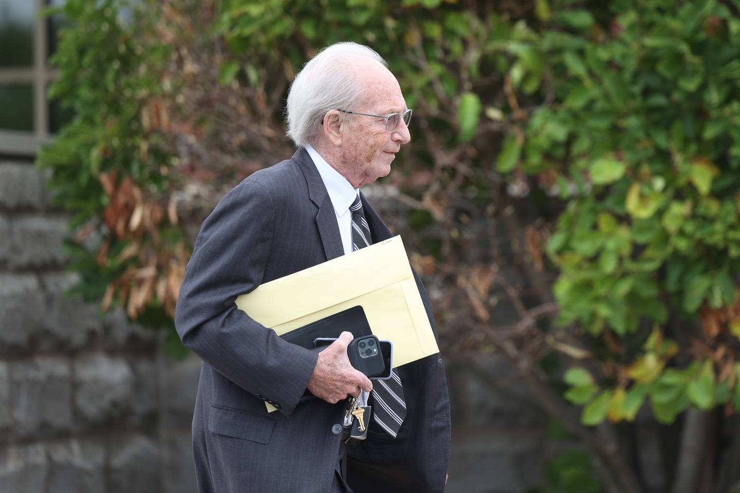 Defense Attorney Michael Ettinger leaves Kendall County Courthouse after a hearing for his client Brian Nagra on Thursday, Sept. 7, 2023 in Yorkville. The former Joliet Police Officer is motioning to vacate his felony conviction of stealing money from the City of Joliet. Nagra was never fired from the city for the crime.