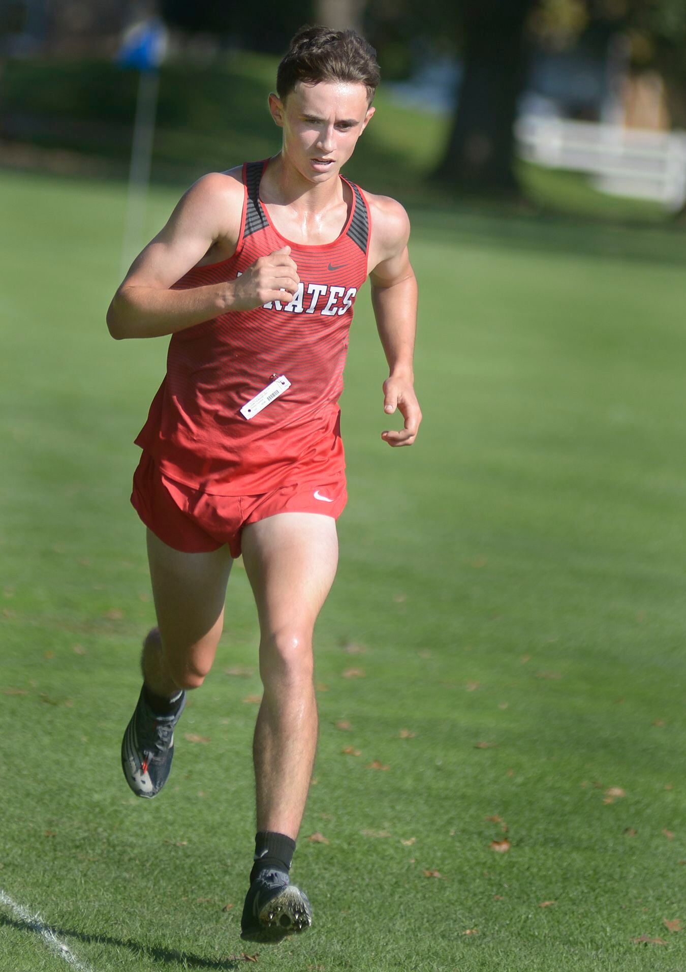 Finishing third, Ottawa’s  Lucas Farabaugh running the course at Eastwood Country Club in Streator Saturday during the LaSalle County Invitational.