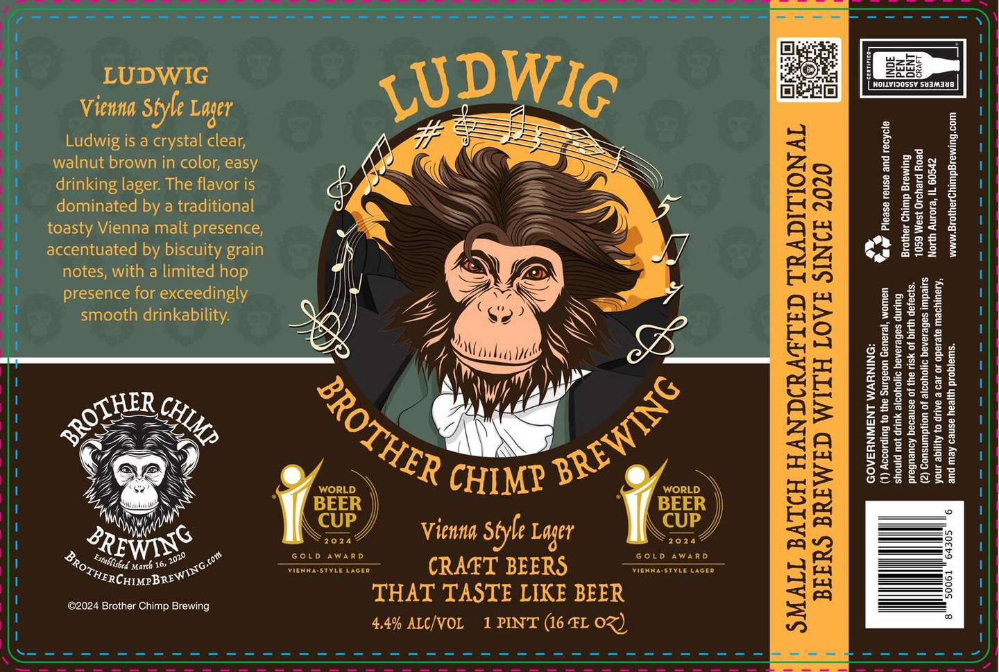 While the beer itself still isn’t ready for distribution, Brother Chimp’s label for their Vienna-style lager Ludwig is.
