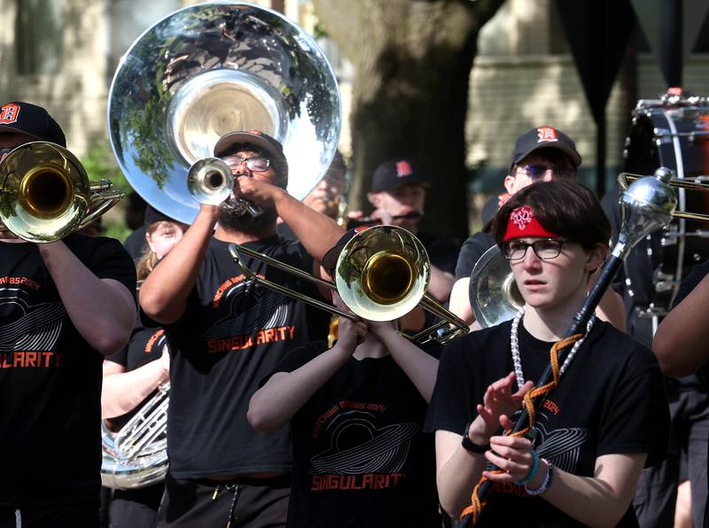 The DeKalb High School Marching Band performs Monday, May 26, 2025, in the Memorial Day parade in DeKalb.