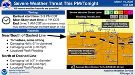Tornadoes, giant hail possible in northern Illinois Tuesday as severe storms target region