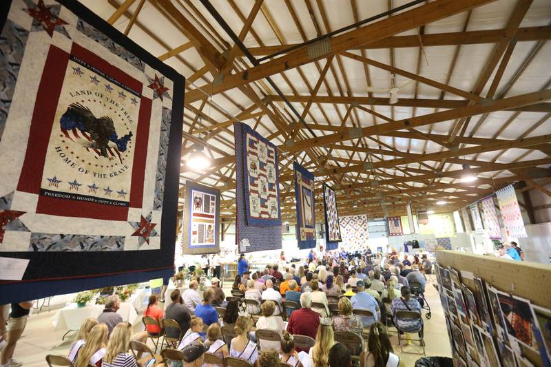 A large crowd attended he Quilt of Valor Tribute to Veterans ceremony on Wednesday, Aug. 20, 2025 at the Bureau County Fair in Princeton.