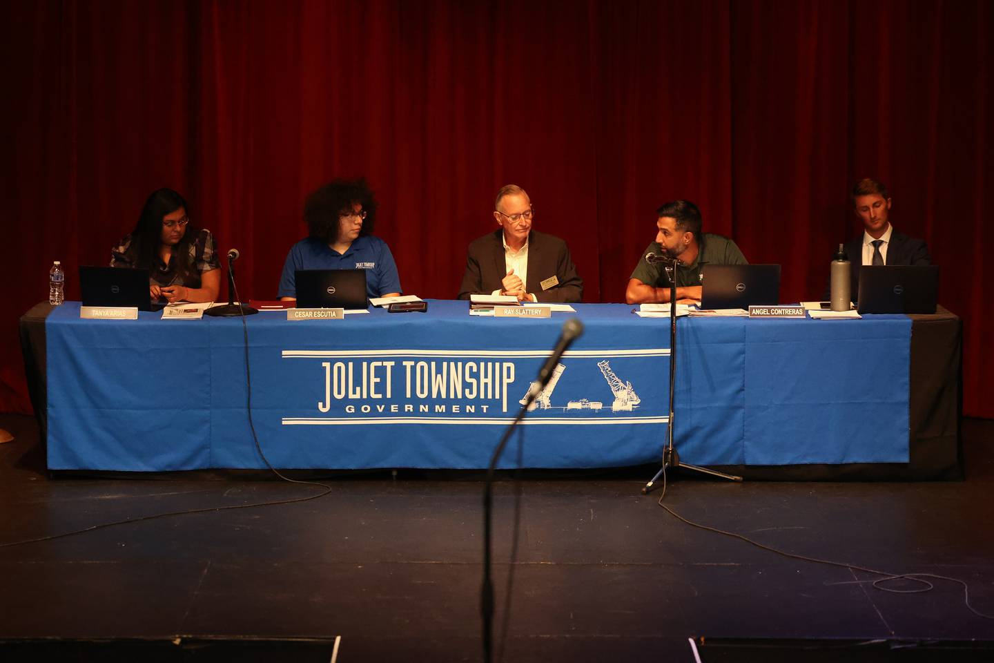 Joliet Township holds their meeting at the Billie Limacher Bicentennial Park theater in anticipation of a larger then normal crowd as residents want answer or the township asylum grant money on Tuesday, Oct. 10, 2023 in Joliet.