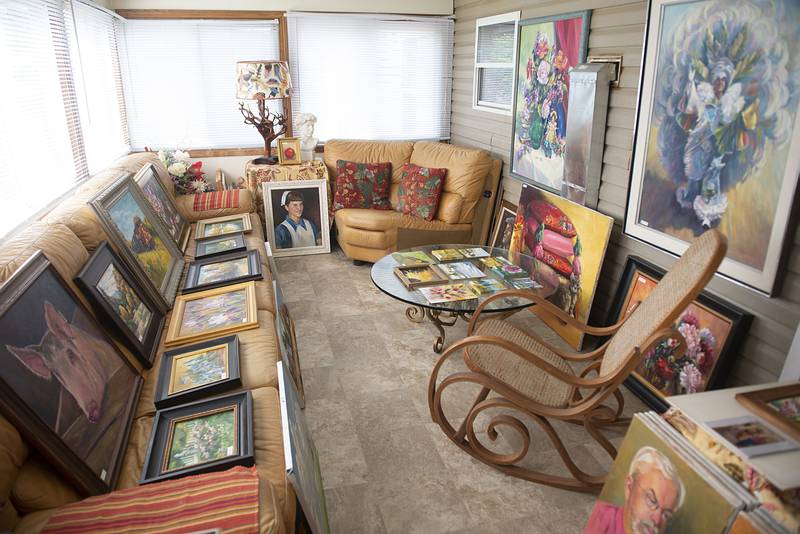 All of Garcia’s paintings are tagged with an unframed size and sold for a discounted price. Works can be purchased framed of unframed.