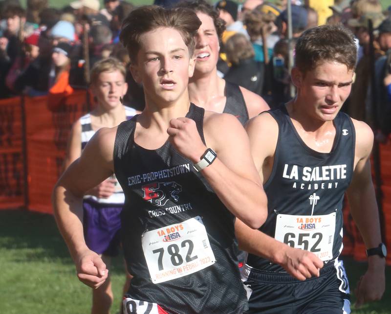 Erie-Prophetstown's Wyatt Goossens competes in the Class 1A State Cross Country race on Saturday, Nov. 4, 2023 at Detweiller Park in Peoria.