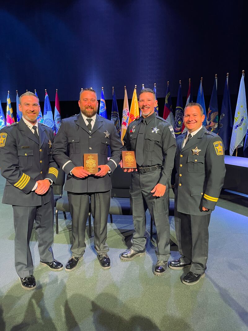 Sheriff Robb Tadelman, Sgt. Daniel Kramer, Deputy Thomas Sieber (Lake County) and Undersheriff John Bucci at the Medal of Honor ceremony on May 31, 2023 in Springfield