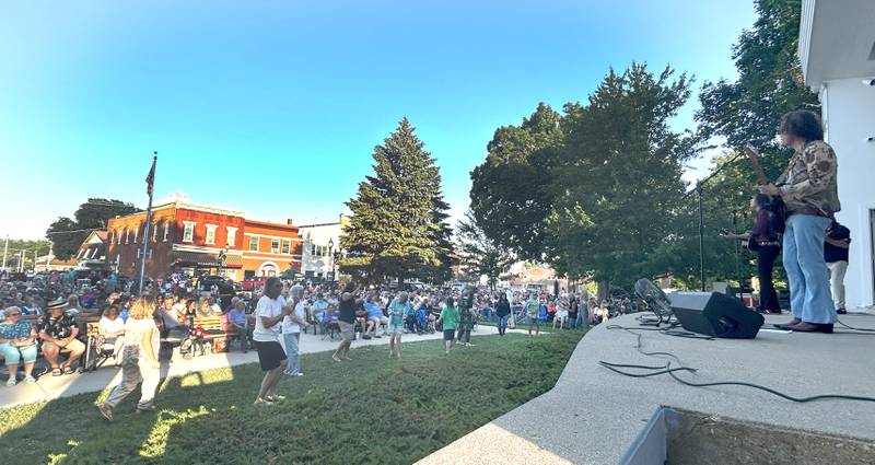 Rocks Off, a Rolling Stones tribute band, played for a large crowd at the Mt. Morris Jamboree on Friday, June 20, 2025. The free evening concerts are held on Fridays through the summer on the Warren Reckmeyer Bandshell on the Campus in downtown Mt. Morris.