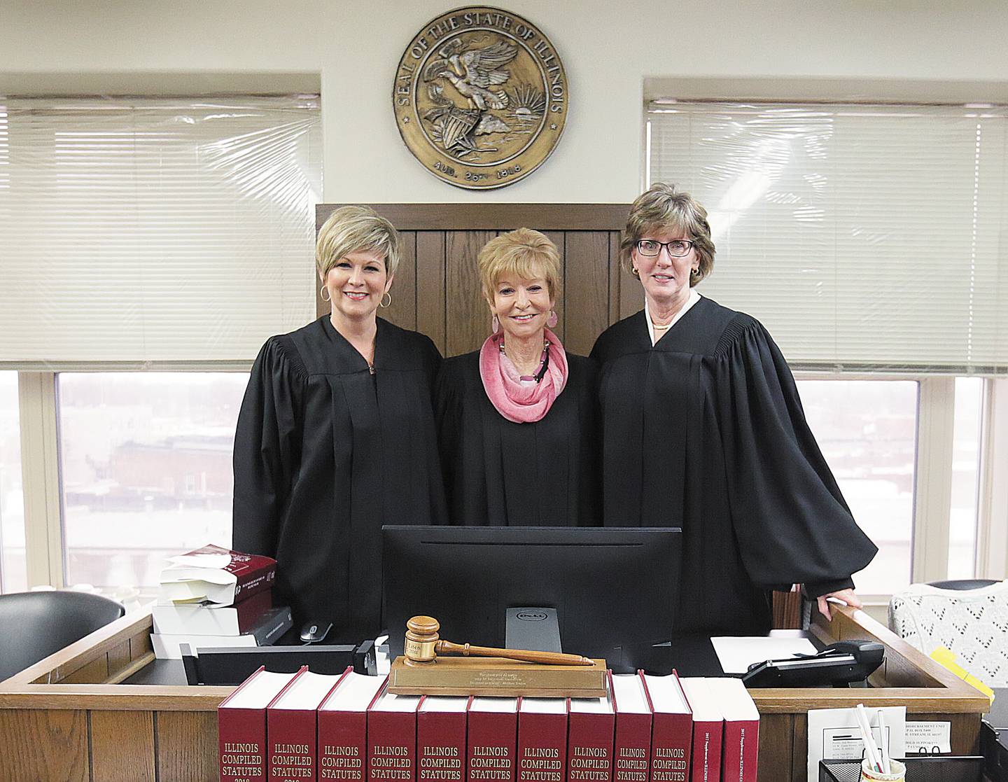 Illinois Thirteenth Judicial Court judges Michelle Vescongi, Cynthia Raccuglia and Karen Eiten pose for a photo in a courtroom at the La Salle County Circuit Clerk courthouse downtown Ottawa. In a career dominated by males, female judges are becoming more prevailing in the court room.
