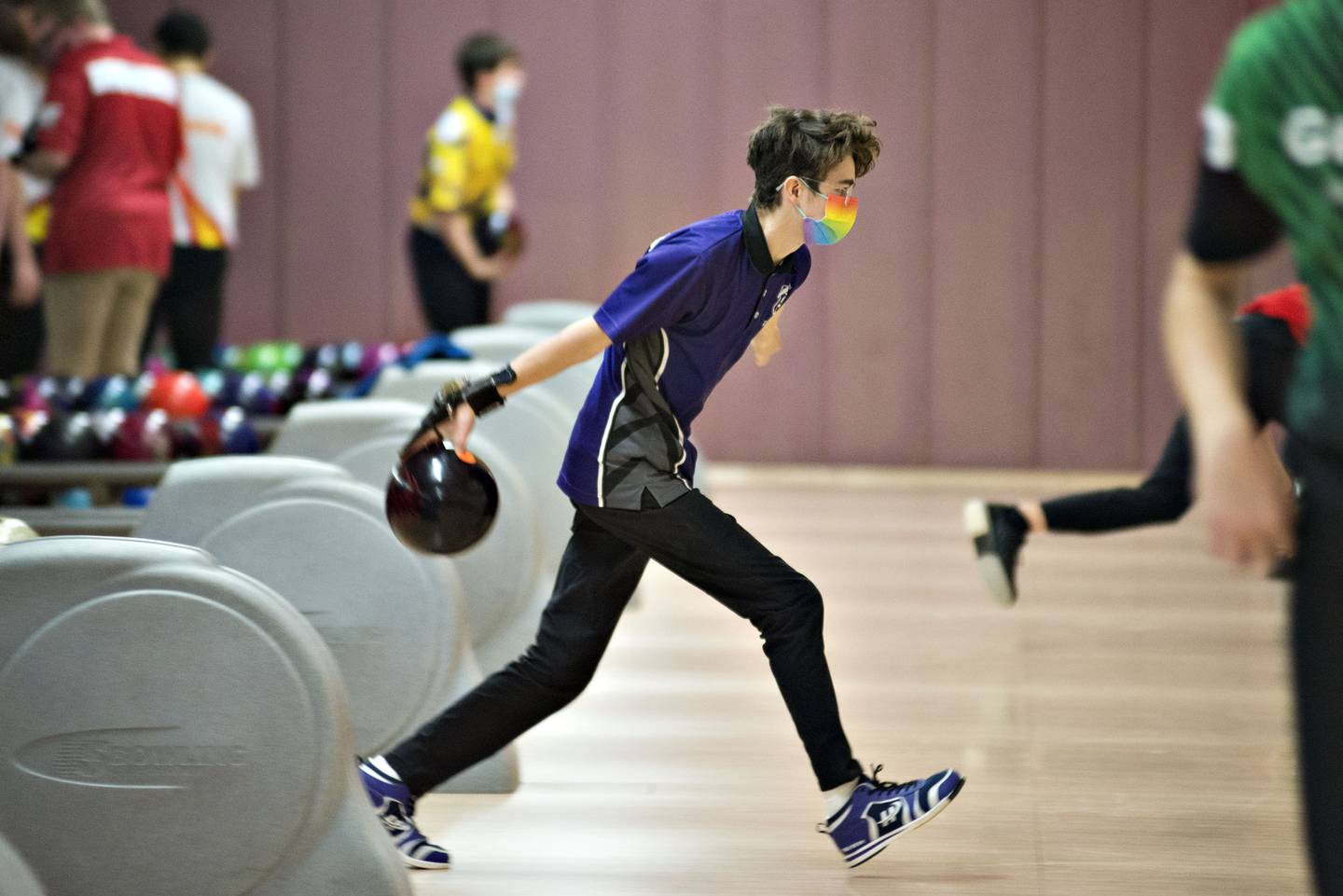 Dixon's Clark Bonnewell bowls a frame during bowling regionals in Sterling on Saturday, Jan. 15, 2022.