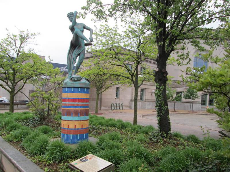 This statue honoring Katherine Dunham as well as the landscaping will be removed in a plan to pave over the plaza outside Union Station with decorative concrete to accommodate truck deliveries to a future brewpub.