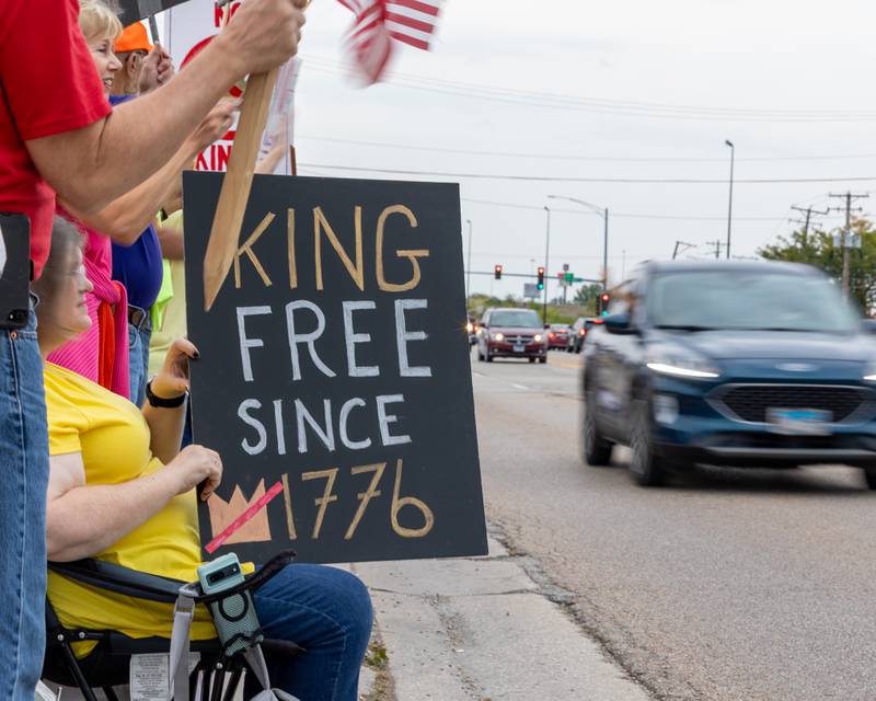 Protesters flood I 47 for the ‘No Kings 2.0’ Protest on Saturday, October 18, 2025 on North Division Street in Morris.