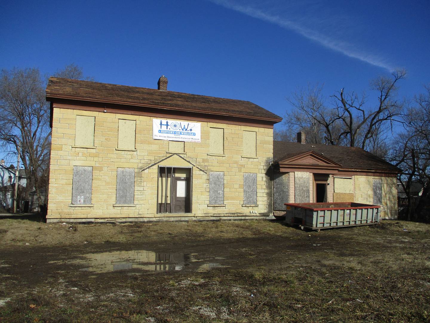 The 19th Century Casseday House, located on a muddy lot in Joliet on Jackson Street near the corner of Youngs Avenue, is planned as the future site of a museum devoted to local African American history. Feb. 9, 2024.