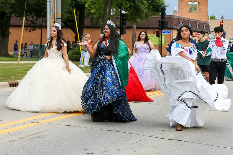 The Glenbard West Latino Organization march in the Glenbard West Homecoming Parade.  Sept 16, 2023