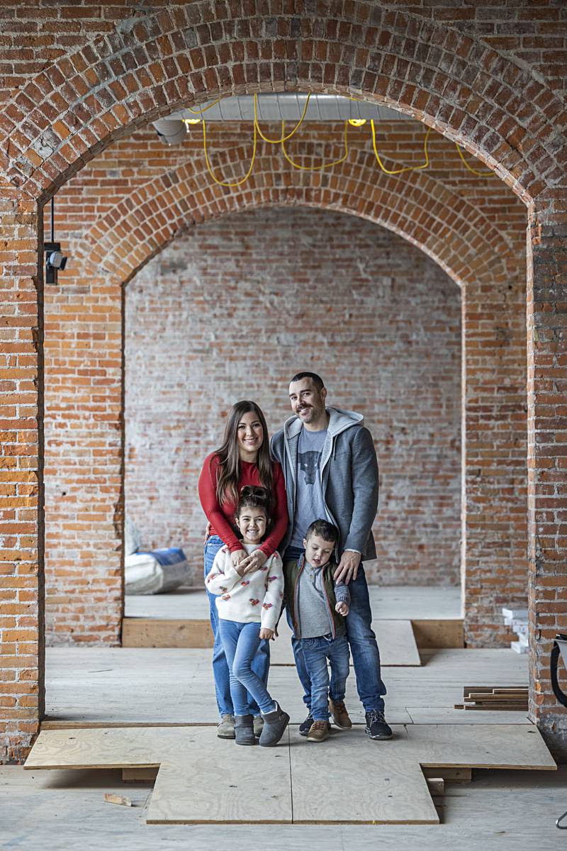 Ashley, Ryan, Charley and Dean Nares are seen inside of their soon-to-be wedding venue Thursday, Jan. 4, 2024 in downtown Sterling.