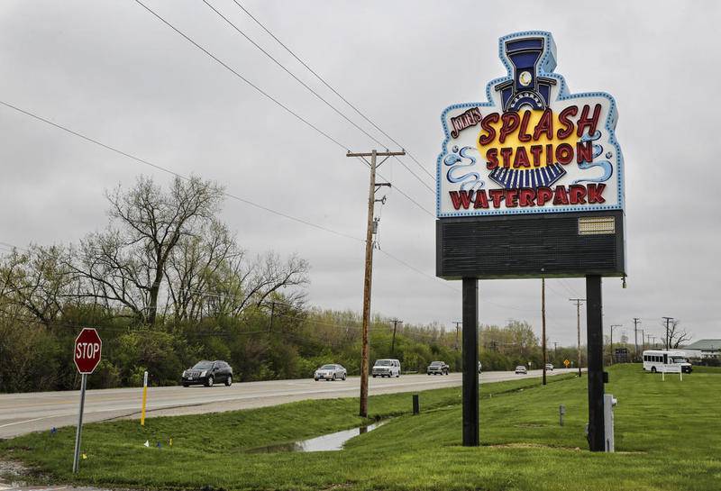 Traffic flows past Splash Station on Monday, April 29, 2019, in Joliet.