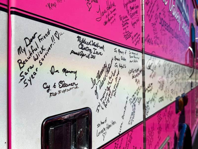 The Pink Heals Truck sits in parking lot of the LaSalle County Nursing Home on Wednesday, Oct. 8, 2025 at the LaSalle County Nursing Home in Ottawa.