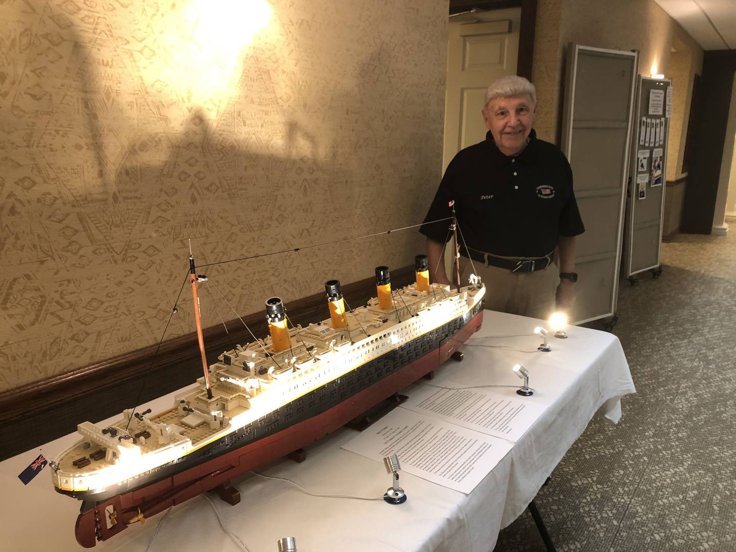 Peter Mazzoni of Huntley shows off his Titanic replica at Huntley Springs Retirement Resort July 9, 2024.
