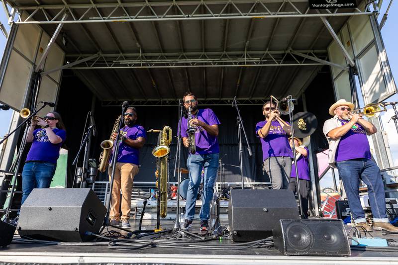 3rd City Brass Band performs on The Main Stage at New Orleans North Festival held at the Joliet Slammers Stadium on Aug. 16, 2024.