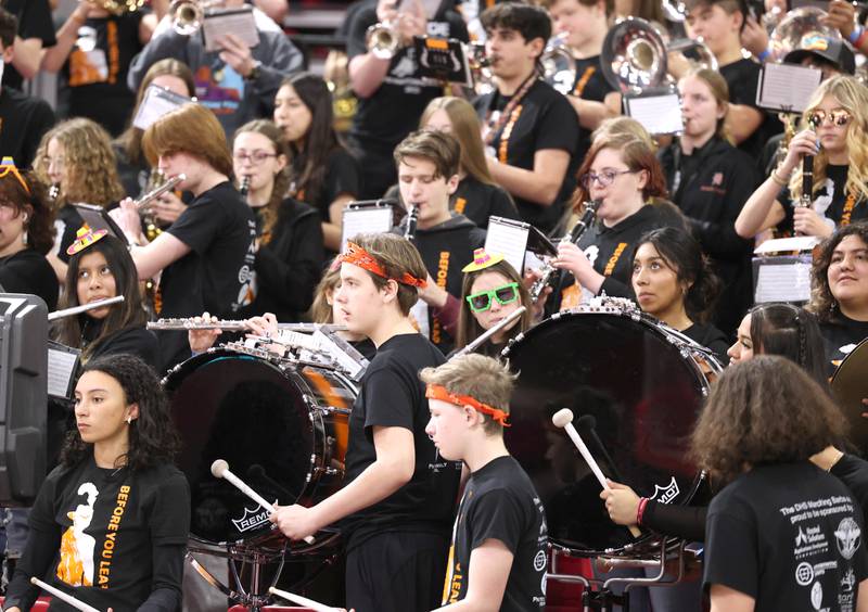 The DeKalb band plays during the girls game at the First National Challenge Friday, Jan. 27, 2023, at The Convocation Center on the campus of Northern Illinois University in DeKalb.