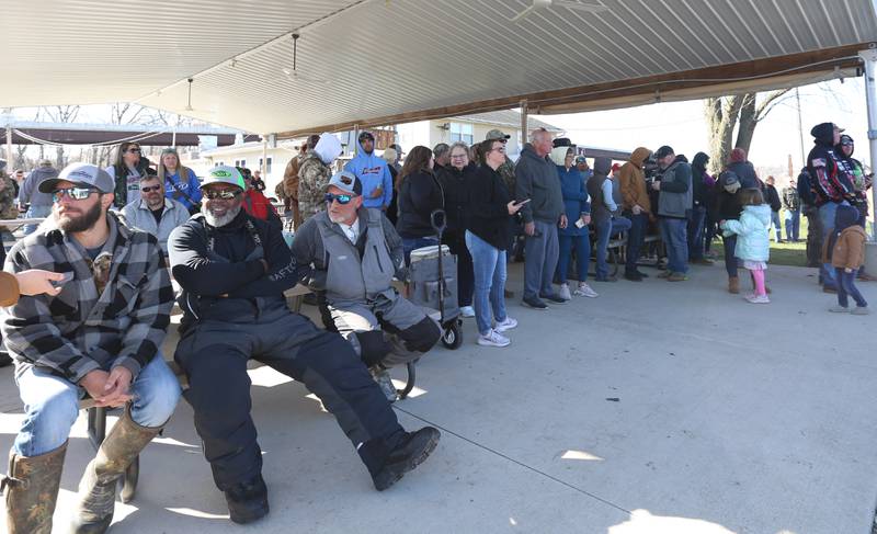 Hundreds of fishing enthusiasts watch anglers as they weigh their fish during the National Walleye Tour Masters Walleye Circuit on Saturday, March 23, 2024 in Spring Valley.