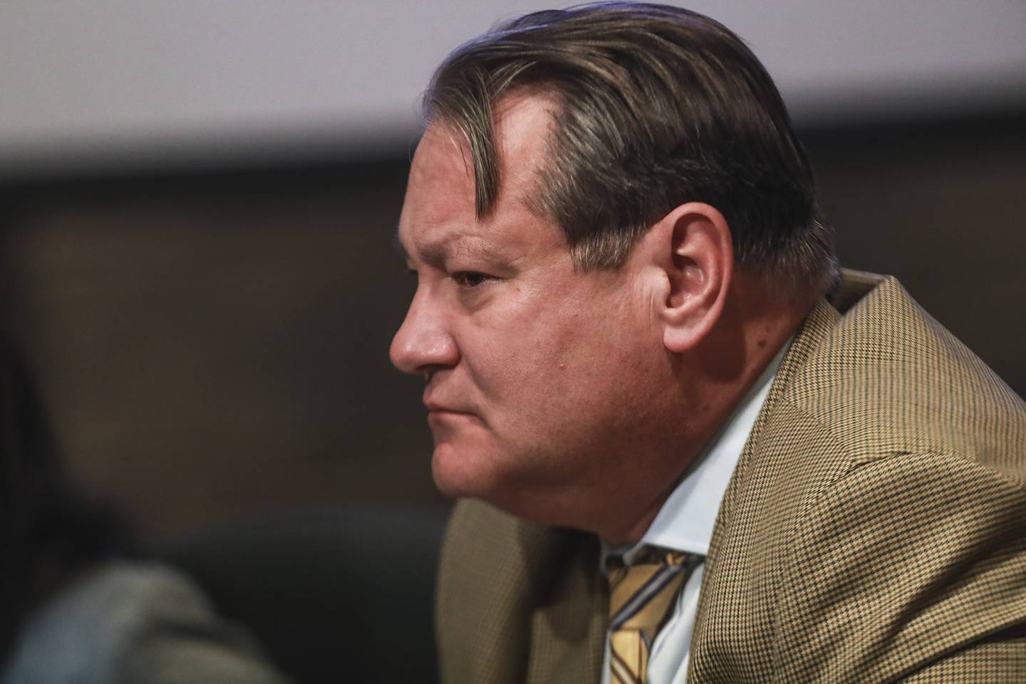 City Manager Jim Capparelli listens to council discussion on Tuesday, May 18, 2021, at Joliet City Hall in Joliet, Ill. The Joliet City Council discussed an amendment to allow for liquor consumption and video gambling at gas stations.