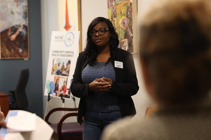 Sonia Gutheridge, Deputy Director of Clinical Operations, gives a tour of the newly renovate Will-Grundy Medical Clinic during their open house on Saturday, April 20, 2024 in Joliet.