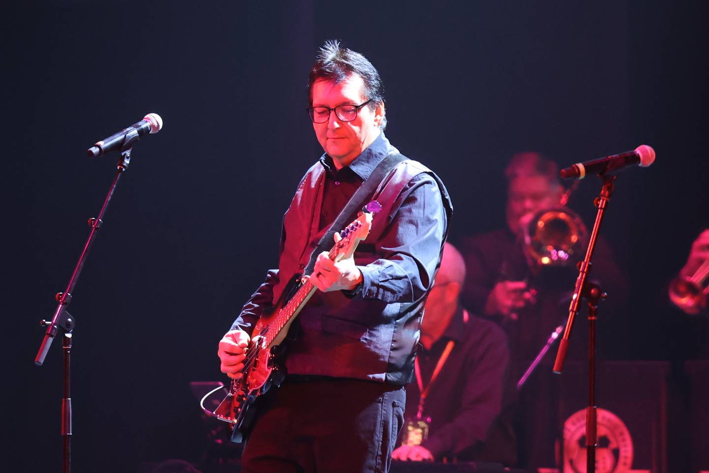 Ron Romero, Executive Director of the Illinois Rock & Roll Museum, performs with the house band at the 3rd Annual Illinois Rock & Roll Museum Hall of Fame Induction Ceremony on Sunday, Sept. 17, in Joliet.