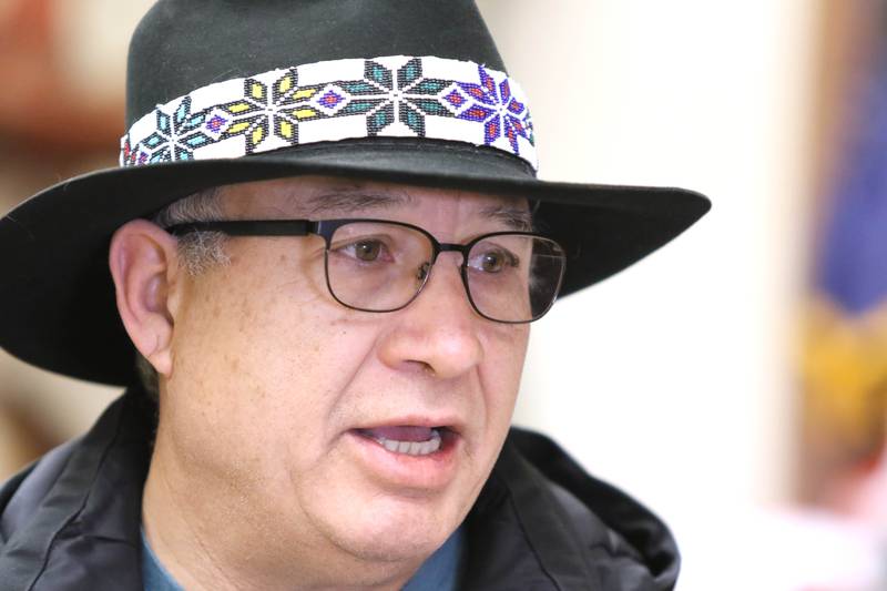 Prairie Band Potawatomi Nation Chairman Joseph Rupnick talks Friday, Dec. 17, 2021, at the Shabbona-Lee-Rollo Historical Museum, about land near Shabbona that may still be owned by the Potawatomi Nation.