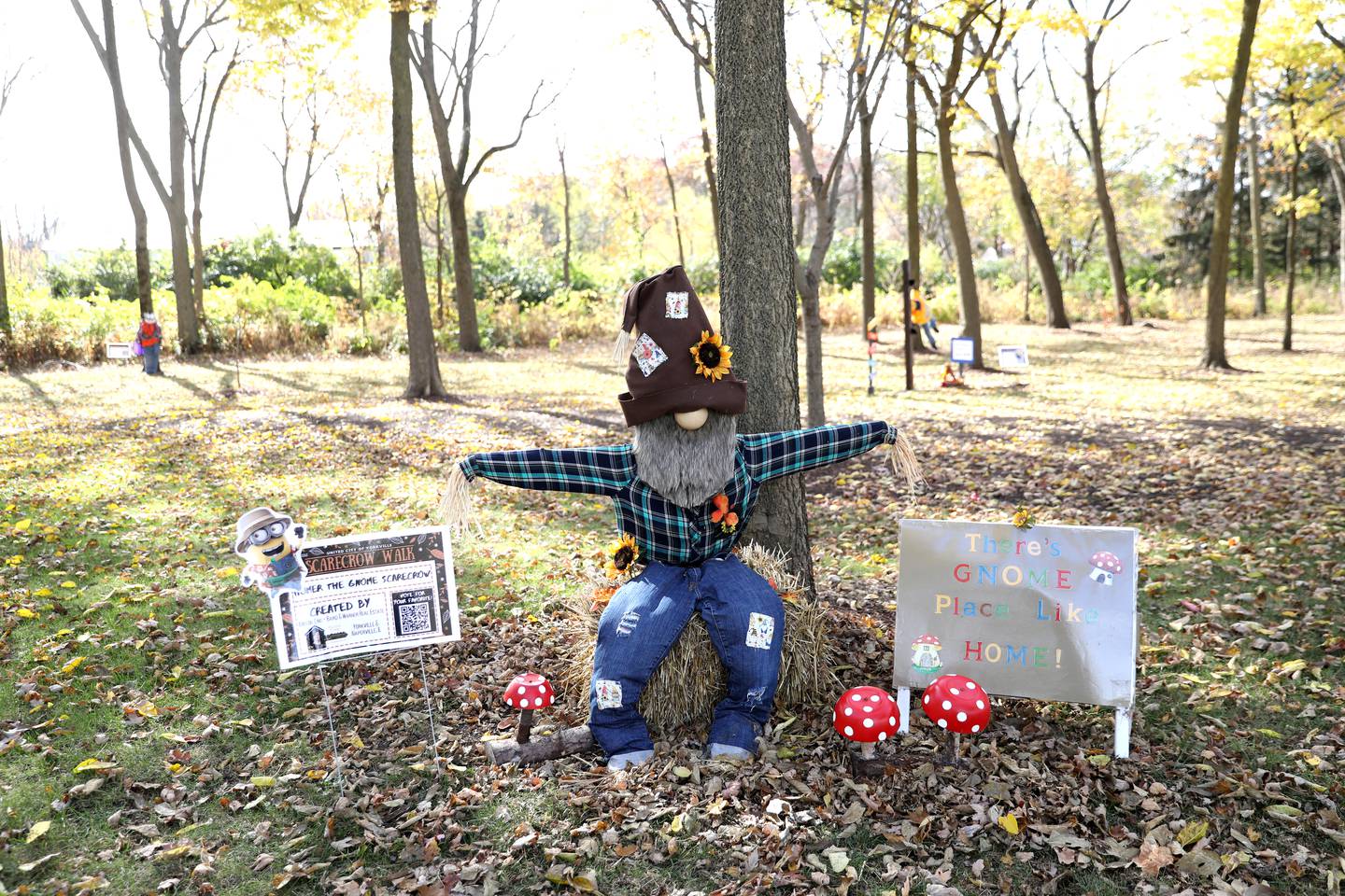 The Scarecrow Walk, featuring this Gnome scarecrow by Kristin Cyko of Baird and Warner Real Easte, will be available for viewing at Riverfront Park in Yorkville through Oct. 31.