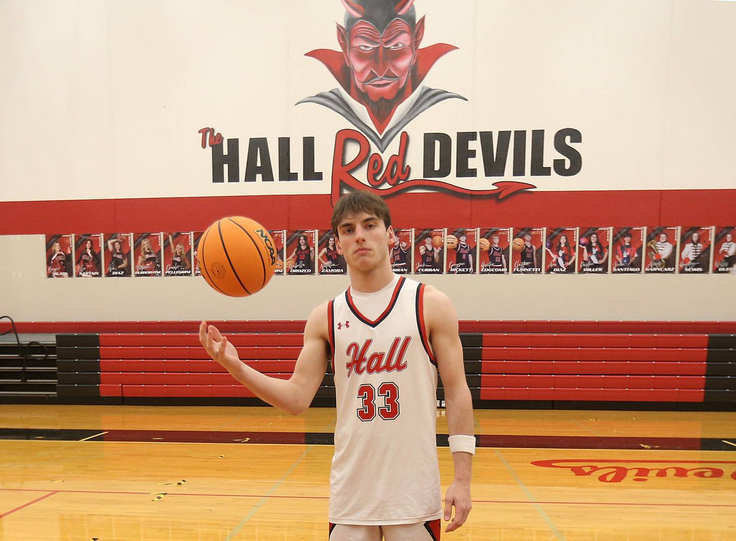 Hall's Braden Curran poses for a photo on Thursday, March 12, 2026 at Hall High School. Braden is the 2025-2026 Bureau County Republican male basketball player of the year.