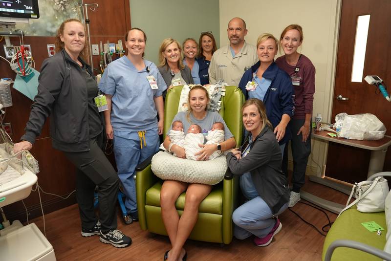 Samantha and Jarrod LeSage’s triplets were born June 5 at the Amy, Matthew and Jay Vana Neonatal Intensive Care Unit at Silver Cross Hospital in New Lenox. Silver Cross opened its NICU on July 25, 2022.