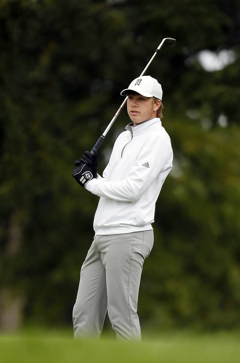 Luke Webber of Wheaton Warrenville South, Tuesday September 19, 2023 at the Bartlett Hills Golf Club during the 2023 DuKane Conference Championship.