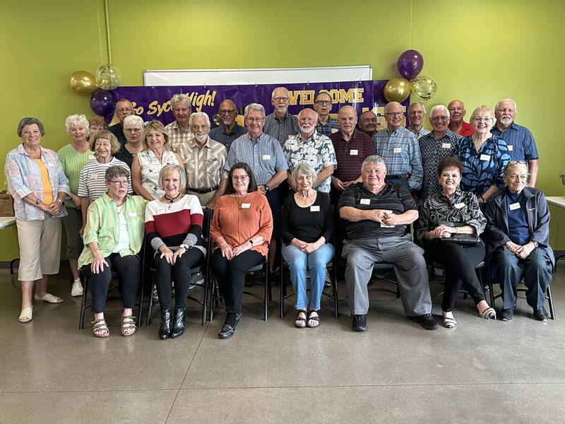 Sycamore High School Class of 1965 pose for a 60th reunion photo at a luncheon held on Sept. 13, 2025, at the Sycamore Community Center, 340 Illinois Route 64, Sycamore. The reunion included Swedish exchange student Hans Dahlgren, who later became a United Nations representative and European Union minister.