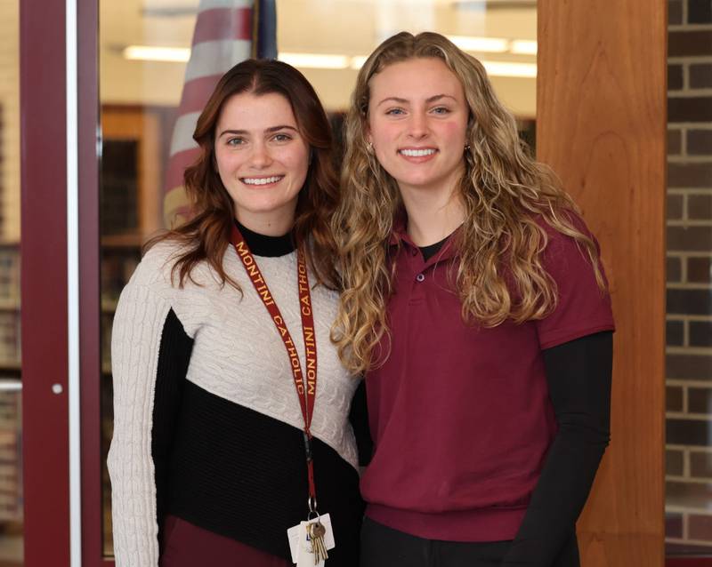 Izzie Evenson, right, with Montini Student Government Director Alexxis Johnson.