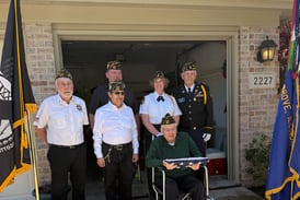 Color guard joins in 100th birthday celebration for lifelong Downers Grove resident John Mochel